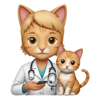 veterinarian examining a cat sticker