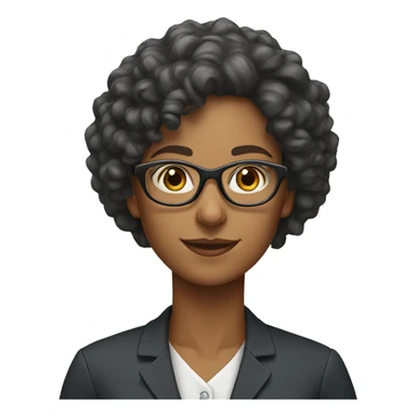 woman teacher of English with curly hair and glasses  sticker