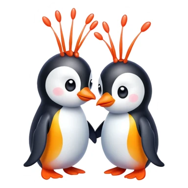 Penguin hi five shrimp  sticker