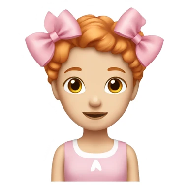 girl with ginger hair and two pink bows sticker