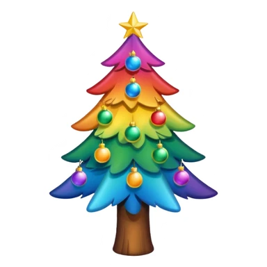 A Christmas tree with rainbow colors spread from inside to out with a middle Christmas tree shape hole sticker