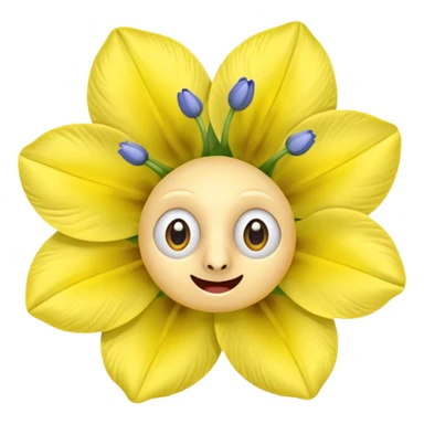 five leaved yellow anemone eyes mouth sticker