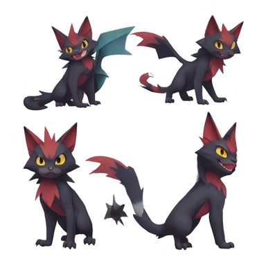 Edgy Cute Cool Kawaii Litten-Noivern-Zoroark-Torracat-Noibat-Pokémon Full Body sticker