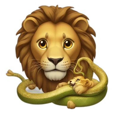 lion, snake, playing together sticker