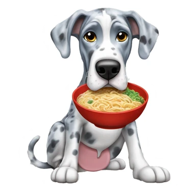 Blue Merle Great Dane eating ramen  sticker
