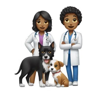 black hair vet with cat and dog sticker