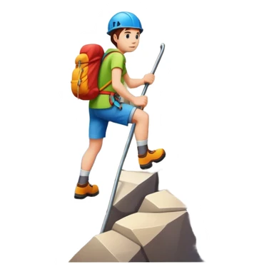 cartoon character climbing a mountain sticker