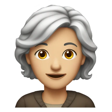 middle age woman long slightly grayhair and hazel eyes  sticker