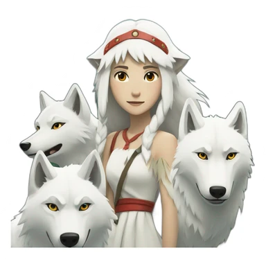 Princess Mononoke and white wolves sticker