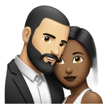 White-man-with-a-buzz -cut-black-hair-fade-and-a-black-beard-kissing-his -BLACK-woman-with-long-BLACK-straight-hair sticker