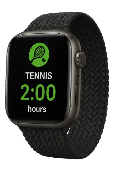 smartwatch con modalità attiva di tennis che segna 2 ore di tennis, REALISTICA 4K sticker