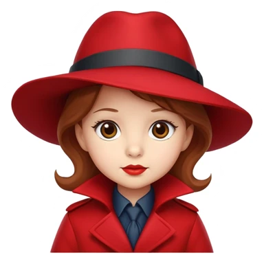 Baby Carmen Sandiego with red hat and coat, cute detective sticker