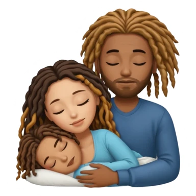 sleeping biracial couple (black male with caramel skin and dreads and hispanic female with fair skin and long brunette hair) sticker
