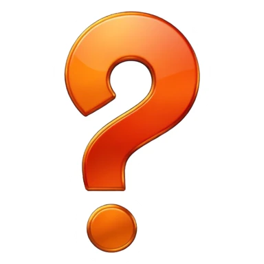 red-and-orange colored question mark sticker