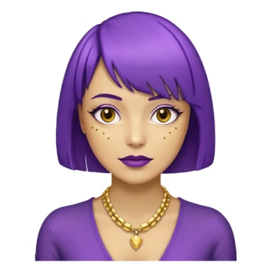 Purple bob haircut gold skin woman sticker