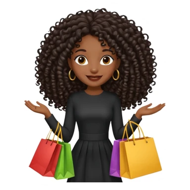 black girl with long hair and elegant outfit holding shopping bags  sticker