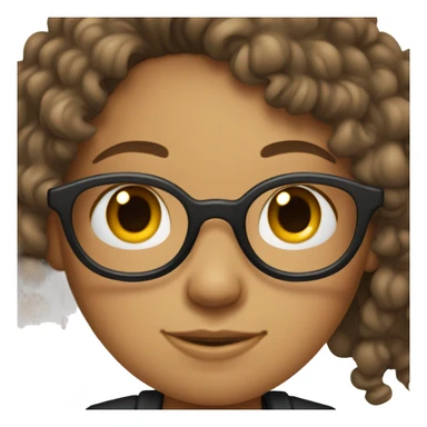 A girl with curly hair, light tan skin, dimples and glasses. sticker