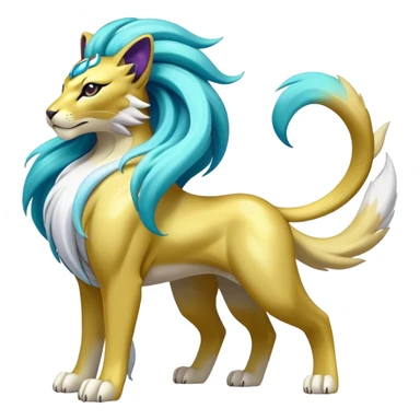 Shiny Elemental Exotic Suicune-Raikou-Liepard-Persian-Pokémon-Fakémon-hybrid-creature (full body) sticker