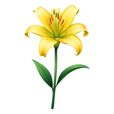 single Yellow Lily, straight stem sticker