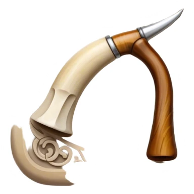 Carving icon, stone, bone, and horn with detailed patterns, carving tools, minimalistic style, clean lines, transparent background. sticker