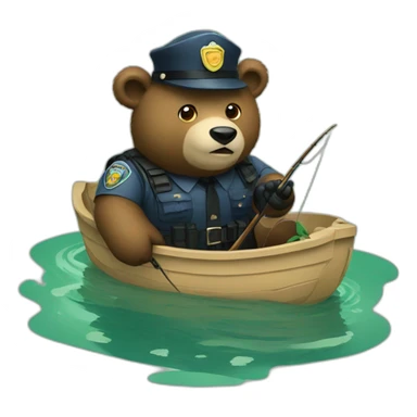 Bear cop fishing in a pond sticker