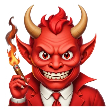 Diablito de cara roja con un cigarro sticker