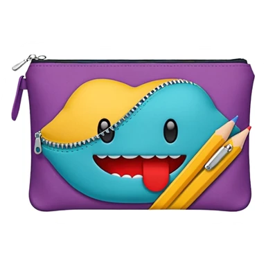 Pencil pouch with zipper mouth sticker