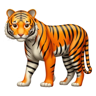 Create a single emoji of a Tiger in full body, shown at a slight side angle in a natural, characteristic pose. stylized like an emoji, but clearly recognizable.  sticker