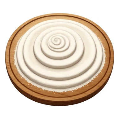 flour on circular wooden plate slightly curved edges sticker