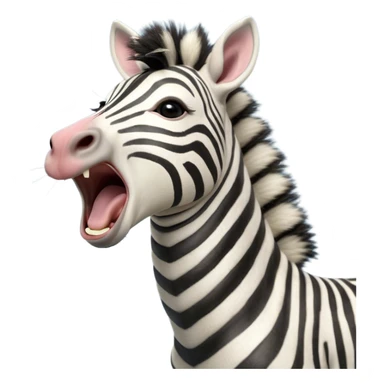 Cinematic Cute Yawning Zebra Portrait Emoji, Head tilted slightly with a dramatic, wide-open yawn, showcasing a soft, downy striped fur with gently drooping ears, a long, elegant equine snout, and round eyes barely open in drowsy contentment, Simplified yet irresistibly adorable features, highly detailed, glowing with a soft, cozy glow, high shine, relaxed yet expressive, stylized with a touch of savannah charm, bright and endearing, soft glowing outline, capturing the essence of a sleepy yet affectionate zebra that feels like it could stretch out of the screen and curl up for a nap! sticker