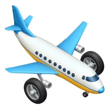 The aircraft's landing gear is one inflated, plump wheel with a strut, black in color, cartoon-style, isometric sticker