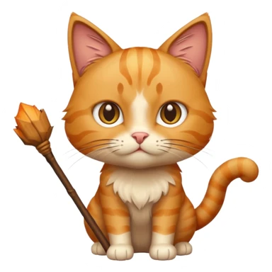 Elinde sopa tutan kedi sticker