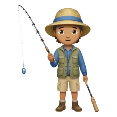 man casting a fishing rod, full body sticker