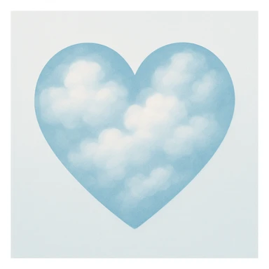 heart with a soft cloud texture, digital illustration, clean sticker
