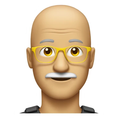 A bald guy with a moustache and yellow safety glasses  in the subway sticker