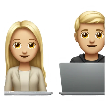 white boy and girl behind laptop sticker