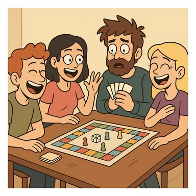 game night with friends around a table sticker