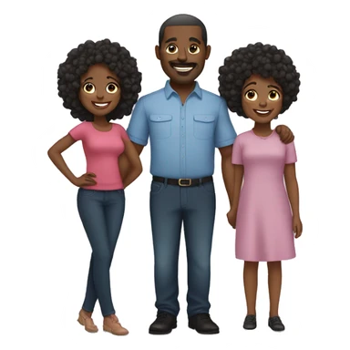 Black Mom and black dad with  3 black daughters sticker