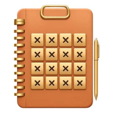 modern elegant planner with checkmarks emoji, 3D style, light terracotta, beige or pink and gold, clean design sticker