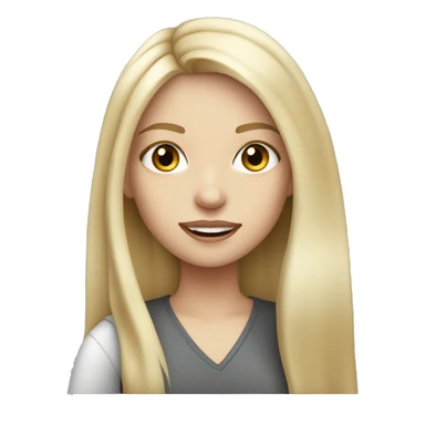Graphic designer blonde girl with long hair and fair skin with grey eyes with iPad  sticker