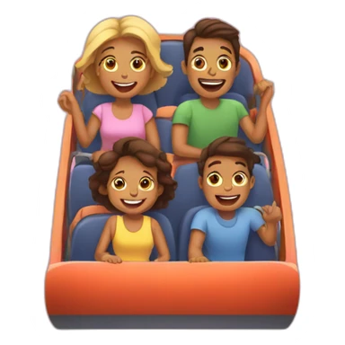 A mom on a rollercoaster with her daughter and son sticker