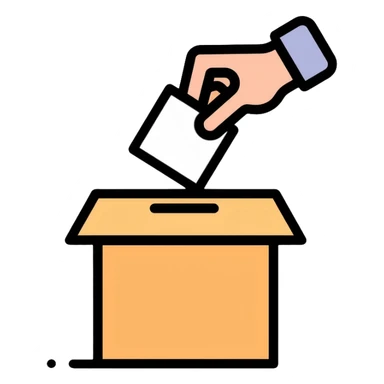 hand placing vote in ballot box sticker