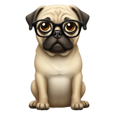 Pug with glasses sticker
