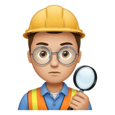 worker with magnifying glass sticker