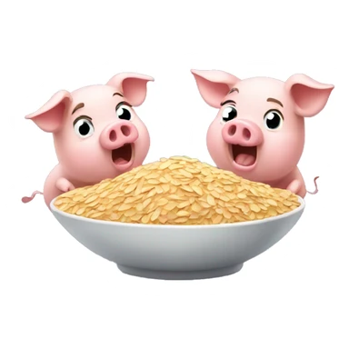 Two pigs fighting over oats  sticker