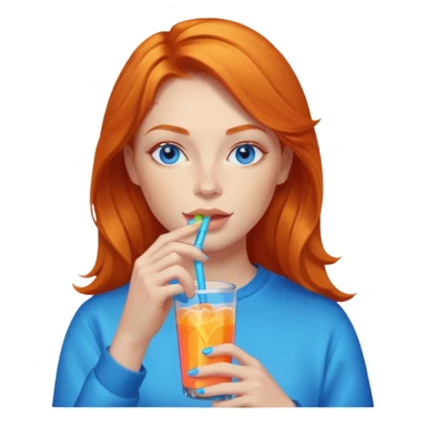ginger woman sipping energy drink blue eyes cosy  sticker