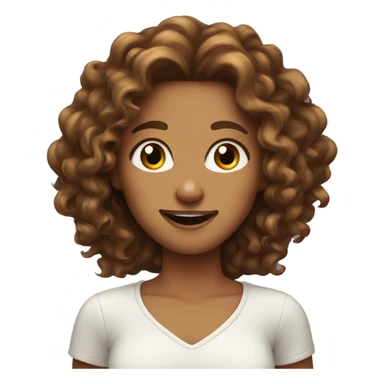 A girlwith long brownish curly  hair winking  sticker