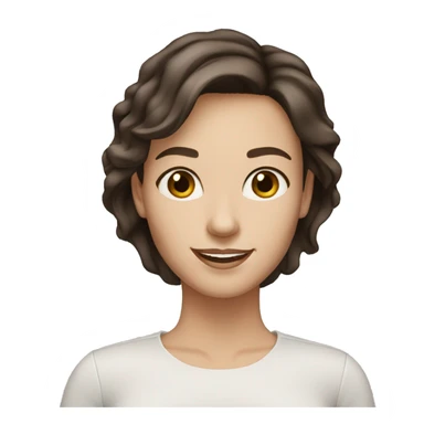 smiling white woman dark brown eyes dark brown hair medium cut sticker