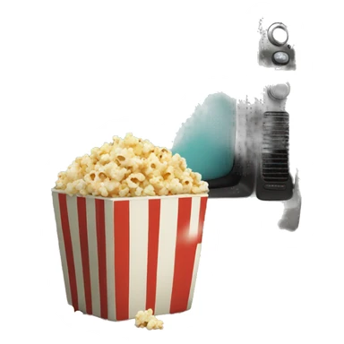 Popcorn in a striped cup with a TV sticker
