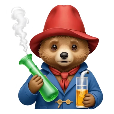 Paddington bear hitting a bong sticker